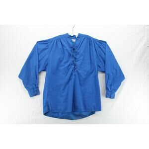 VTG International Male Lace-up Shirt Mens XL Blue Pirate Frontier Renaissance